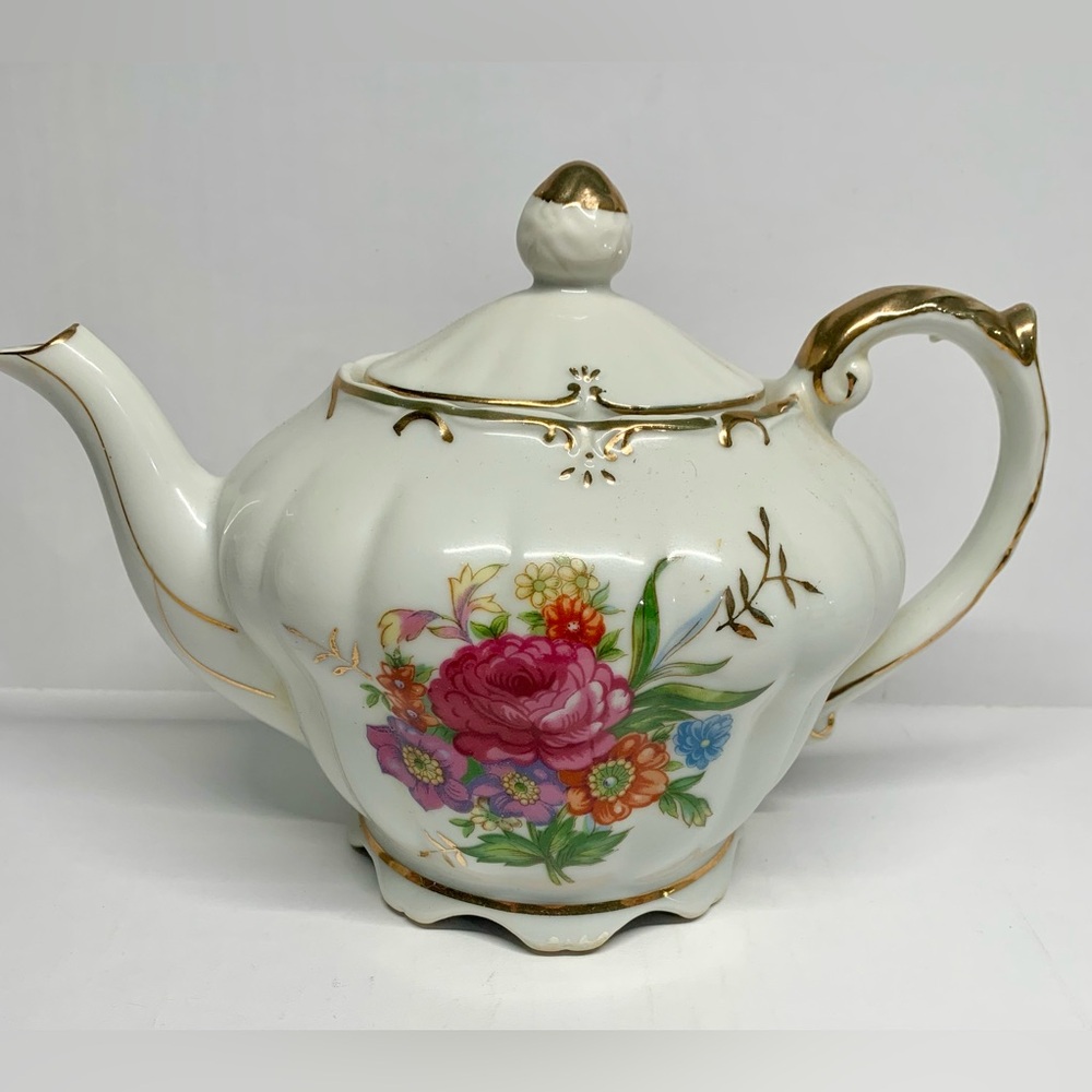 Vintage Porcelain Ceramic “TILSO” Musical Floral Teapot Plays - Japan